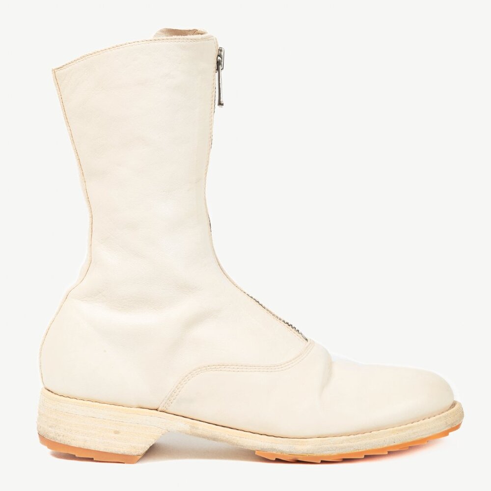 Guidi 310 White Front-Zip Calf-Length Army Boots
